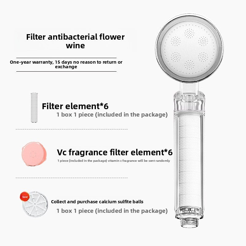 Filtering water purifying shower head