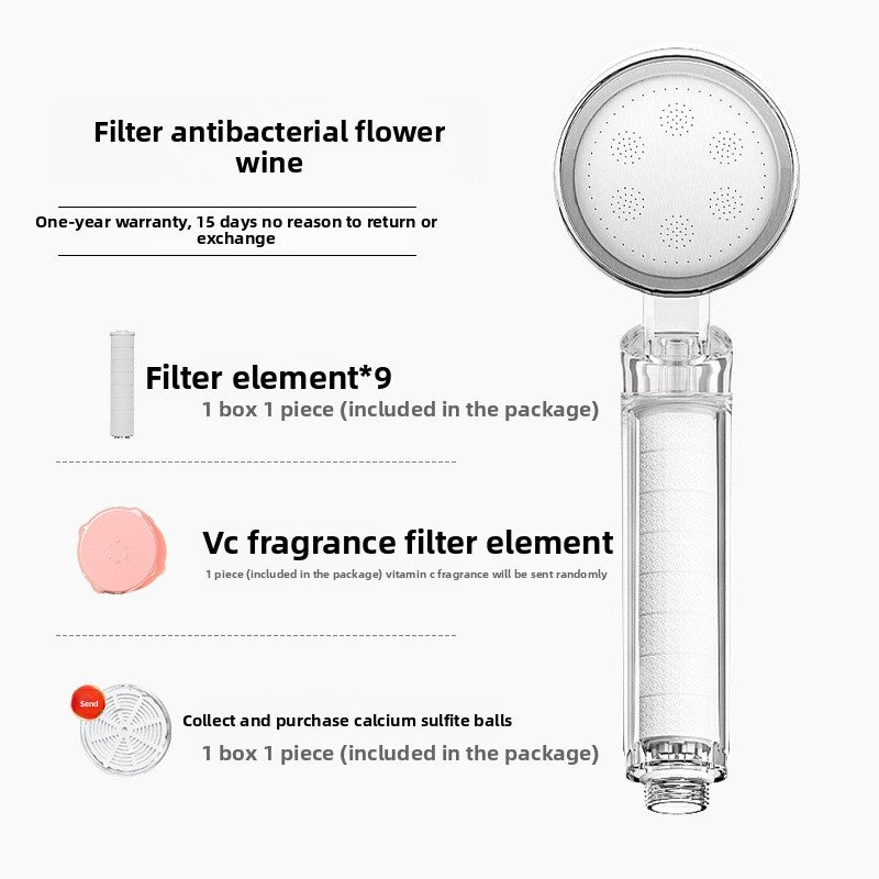 Filtering water purifying shower head