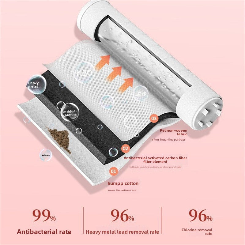 Filtering water purifying shower head